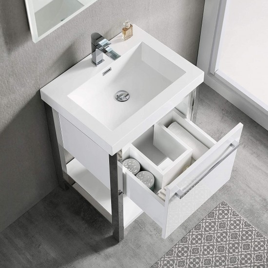 Riga 20 Inch Vanity with Acrylic Sink - White