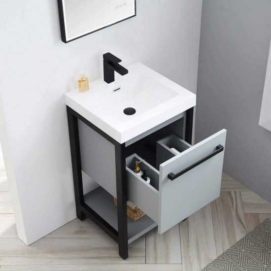 Riga 20 Inch Vanity with Acrylic Sink - Metal Gray