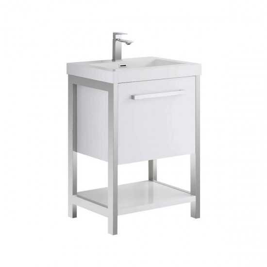 Riga 24 Inch Vanity with Acrylic Sink - White