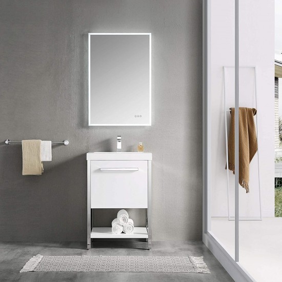 Riga 24 Inch Vanity with Acrylic Sink - White