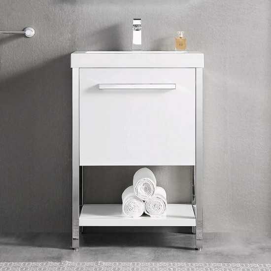 Riga 24 Inch Vanity with Acrylic Sink - White