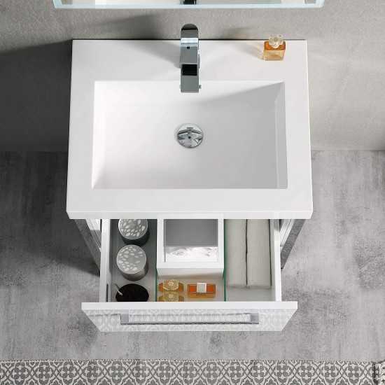 Riga 24 Inch Vanity with Acrylic Sink - White