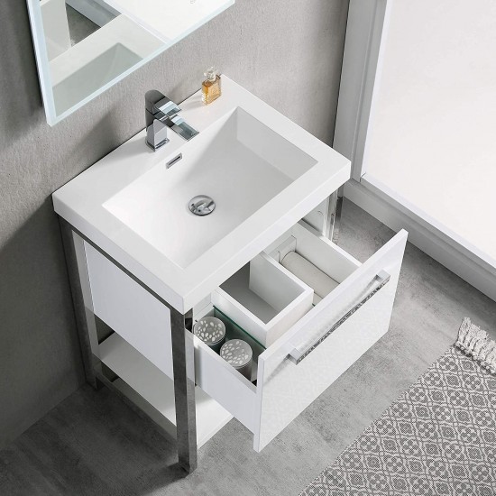Riga 24 Inch Vanity with Acrylic Sink - White