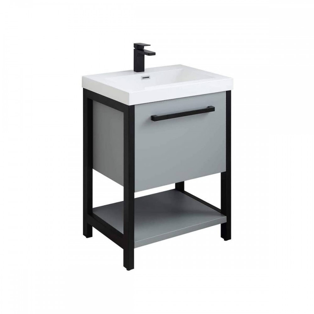 Riga 24 Inch Vanity with Acrylic Sink - Metal Gray Riga 24 Inch Vanity with Acrylic Sink - Metal Gray