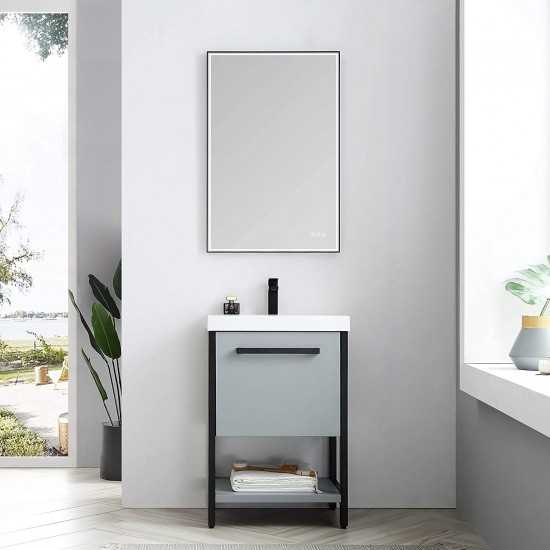 Riga 24 Inch Vanity with Acrylic Sink - Metal Gray