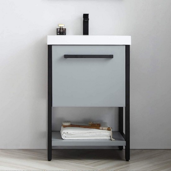 Riga 24 Inch Vanity with Acrylic Sink - Metal Gray