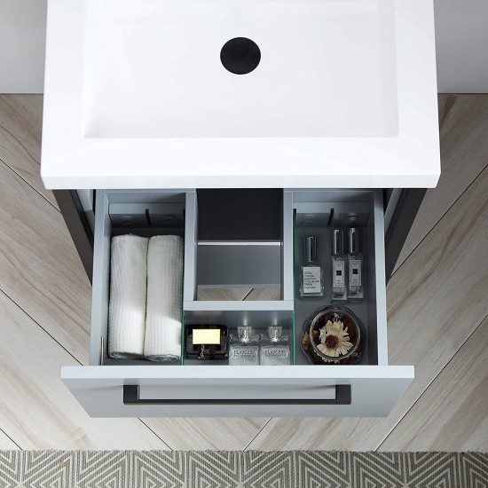 Riga 24 Inch Vanity with Acrylic Sink - Metal Gray