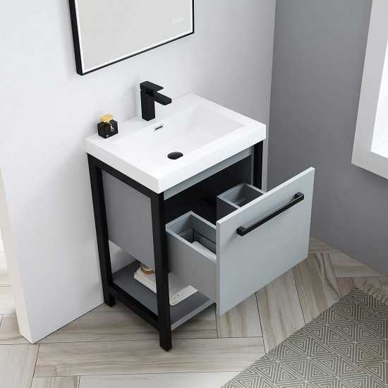 Riga 24 Inch Vanity with Acrylic Sink - Metal Gray
