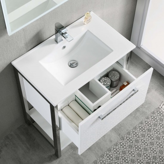 Riga 30 Inch Vanity Base Only - White