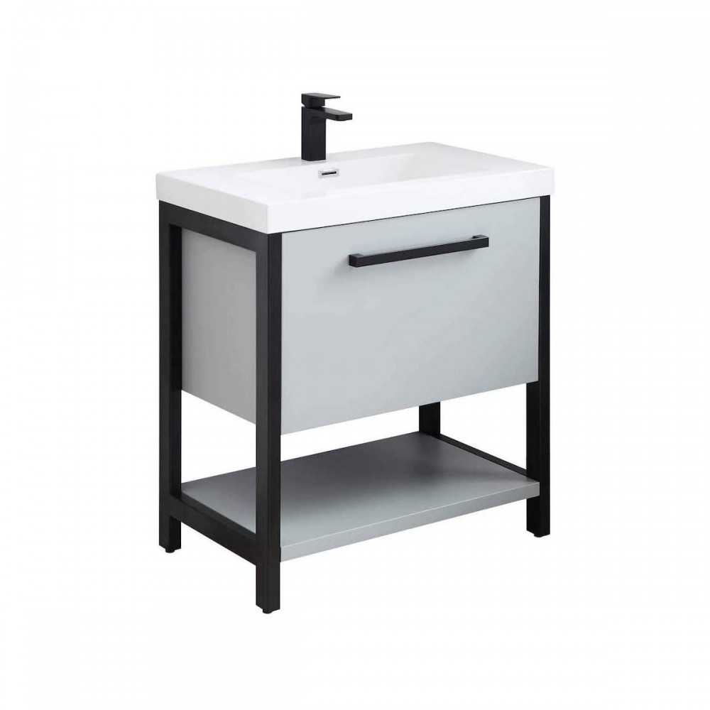 Riga 30 Inch Vanity with Acrylic Sink - Metal Gray