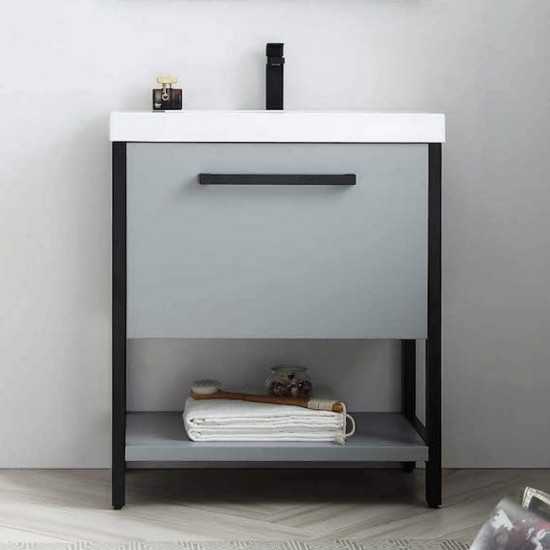 Riga 30 Inch Vanity with Acrylic Sink - Metal Gray