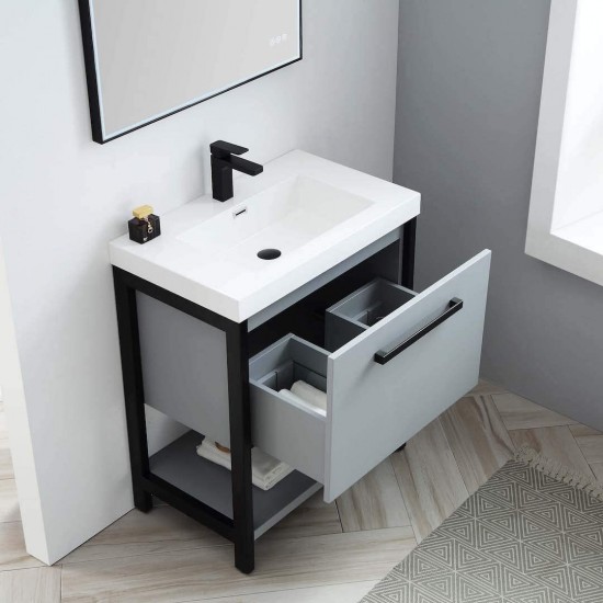 Riga 30 Inch Vanity with Acrylic Sink - Metal Gray