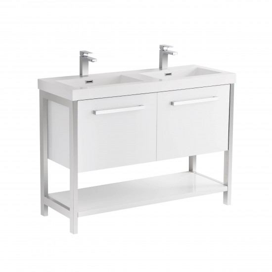 Riga 48 Inch Vanity with Acrylic Double Sinks - White