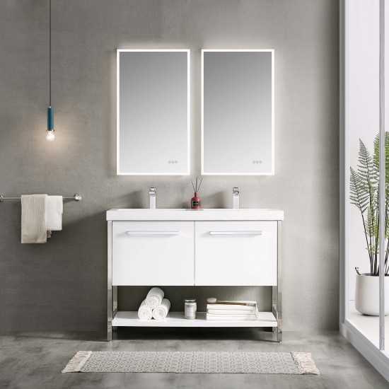 Riga 48 Inch Vanity with Acrylic Double Sinks - White