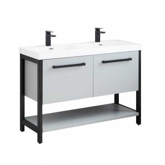 Riga 48 Inch Vanity with Acrylic Double Sinks - Metal Gray