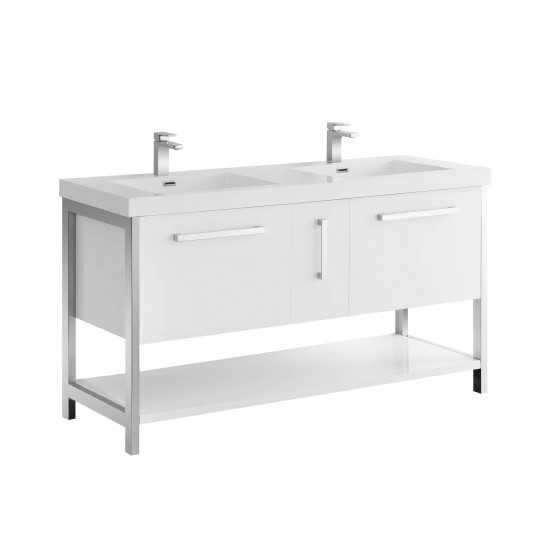 Riga 60 Inch Vanity with Acrylic Sink - White