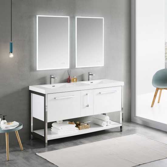 Riga 60 Inch Vanity with Acrylic Sink - White