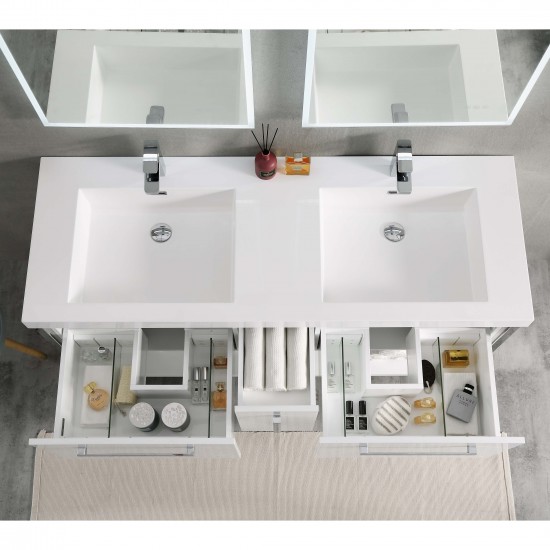 Riga 60 Inch Vanity with Acrylic Sink - White