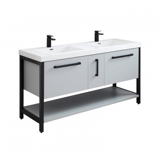 Riga 60 Inch Vanity Base Only - Metal Gray
