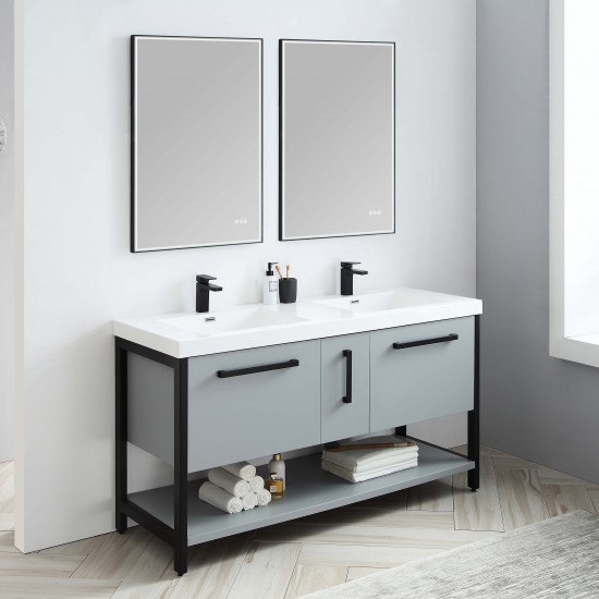 Riga 60 Inch Vanity Base Only - Metal Gray