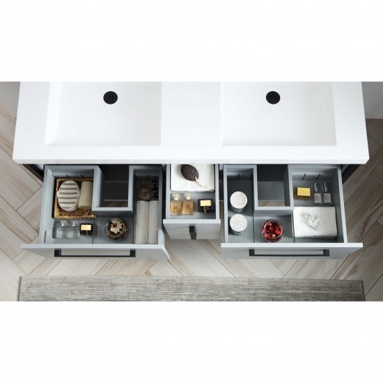 Riga 60 Inch Vanity Base Only - Metal Gray