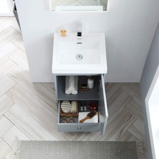 Lyon 20 Inch Vanity with Acrylic Sink - Metal Gray