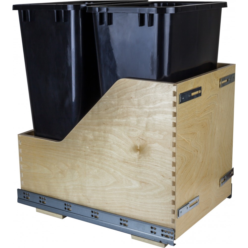 Preassembled 50 Quart Double Pullout Waste Container System