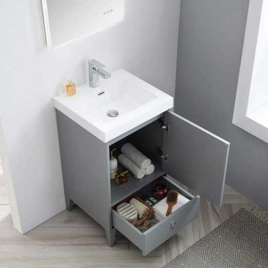 Lyon 20 Inch Vanity with Acrylic Sink - Metal Gray