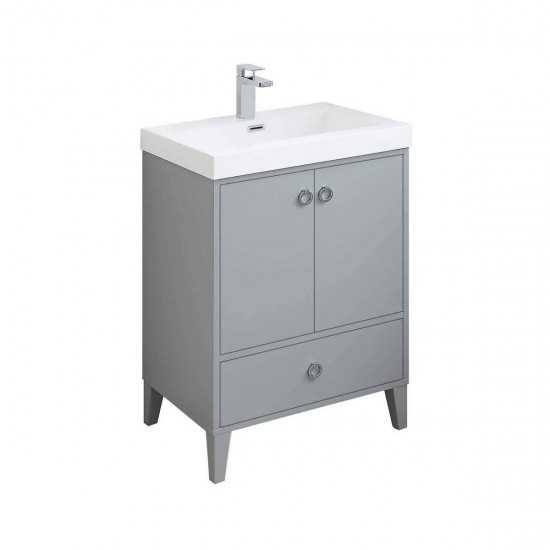 Lyon 24 Inch Vanity with Acrylic Sink - Metal Gray