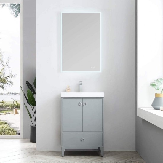 Lyon 24 Inch Vanity with Acrylic Sink - Metal Gray
