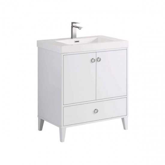 Lyon 30 Inch Vanity with Acrylic Sink - White