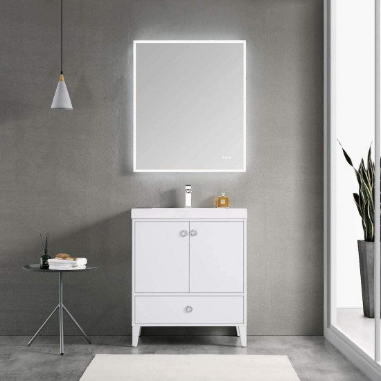 Lyon 30 Inch Vanity with Acrylic Sink - White
