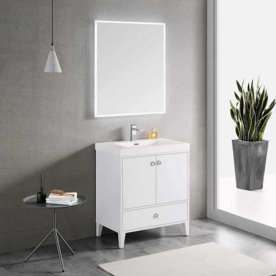 Lyon 30 Inch Vanity with Acrylic Sink - White