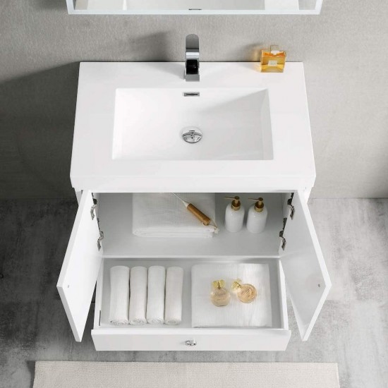 Lyon 30 Inch Vanity with Acrylic Sink - White