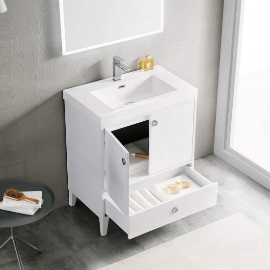 Lyon 30 Inch Vanity with Acrylic Sink - White