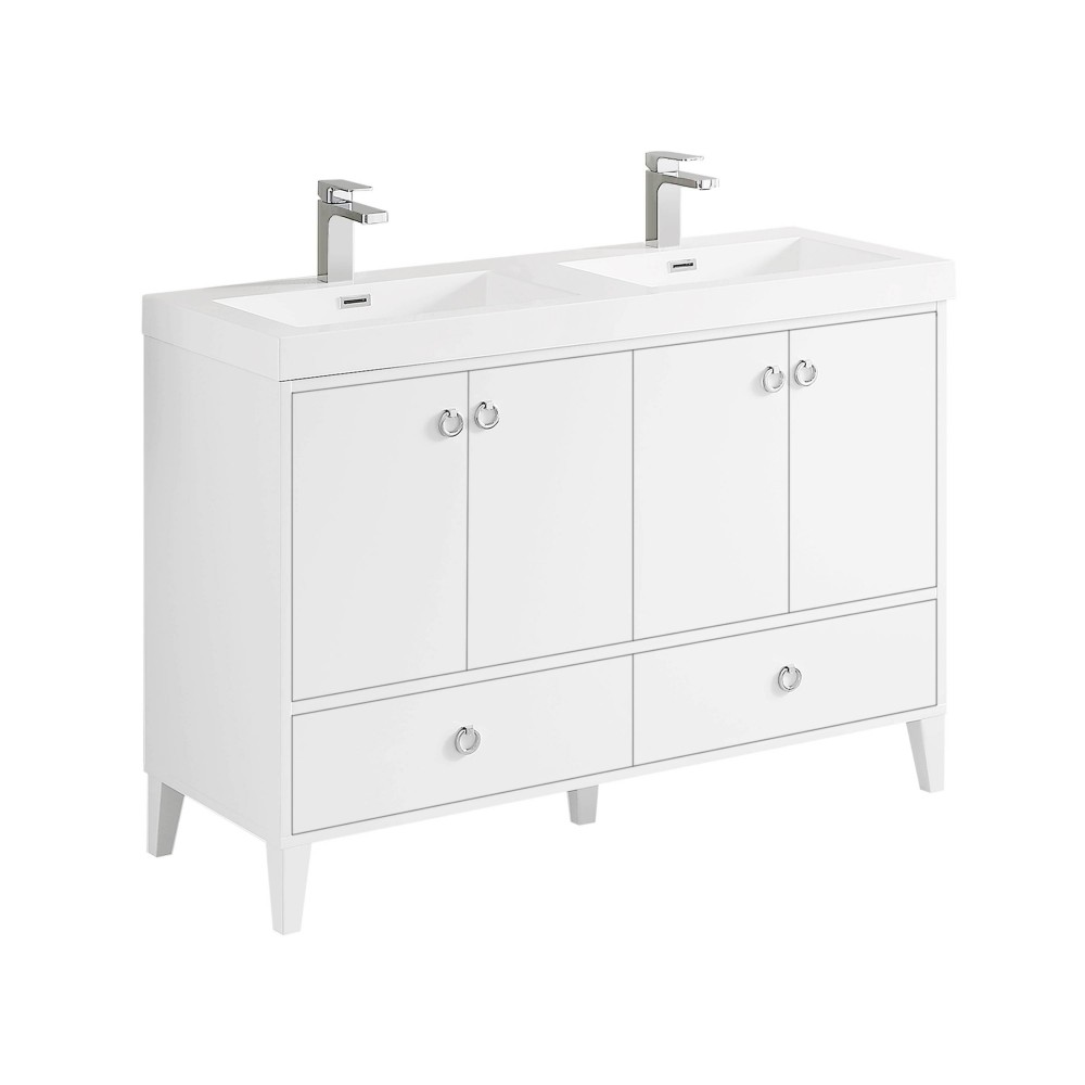 Lyon 48 Inch Vanity with Acrylic Double Sinks - White