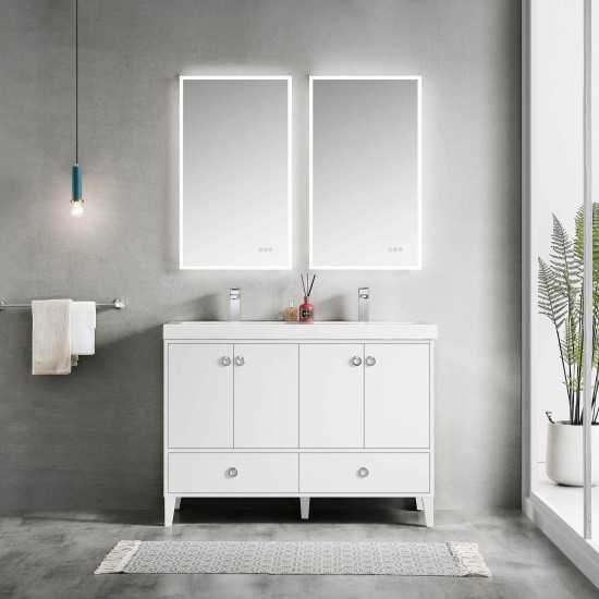 Lyon 48 Inch Vanity with Acrylic Double Sinks - White