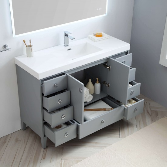 Lyon 48 Inch Vanity Base Only - Metal Gray