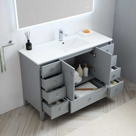 Lyon 48 Inch Vanity Base Only - Metal Gray