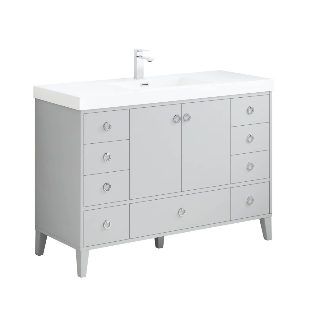 Lyon 48 Inch Vanity with Acrylic Single Sink - Metal Gray
