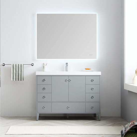 Lyon 48 Inch Vanity with Acrylic Single Sink - Metal Gray