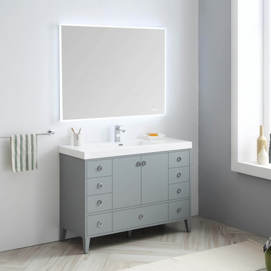 Lyon 48 Inch Vanity with Acrylic Single Sink - Metal Gray