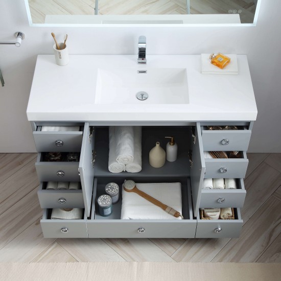 Lyon 48 Inch Vanity with Acrylic Single Sink - Metal Gray