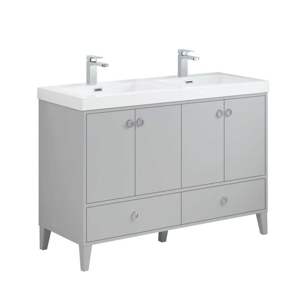 Lyon 48 Inch Vanity with Acrylic Double Sinks - Metal Gray