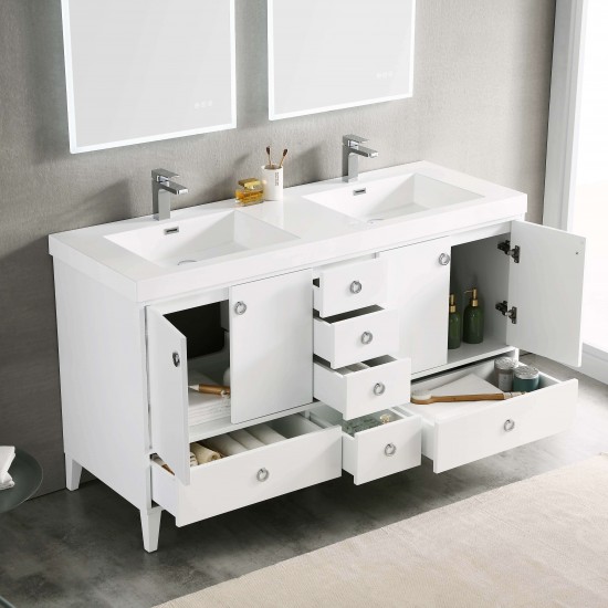 Lyon 60 Inch Vanity Base Only - White
