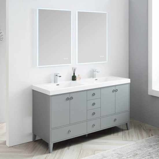 Lyon 60 Inch Vanity Base Only - Metal Gray