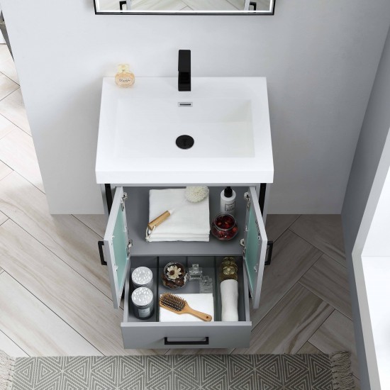 Birmingham 24 Inch Vanity with Acrylic Sink - Matte Gray