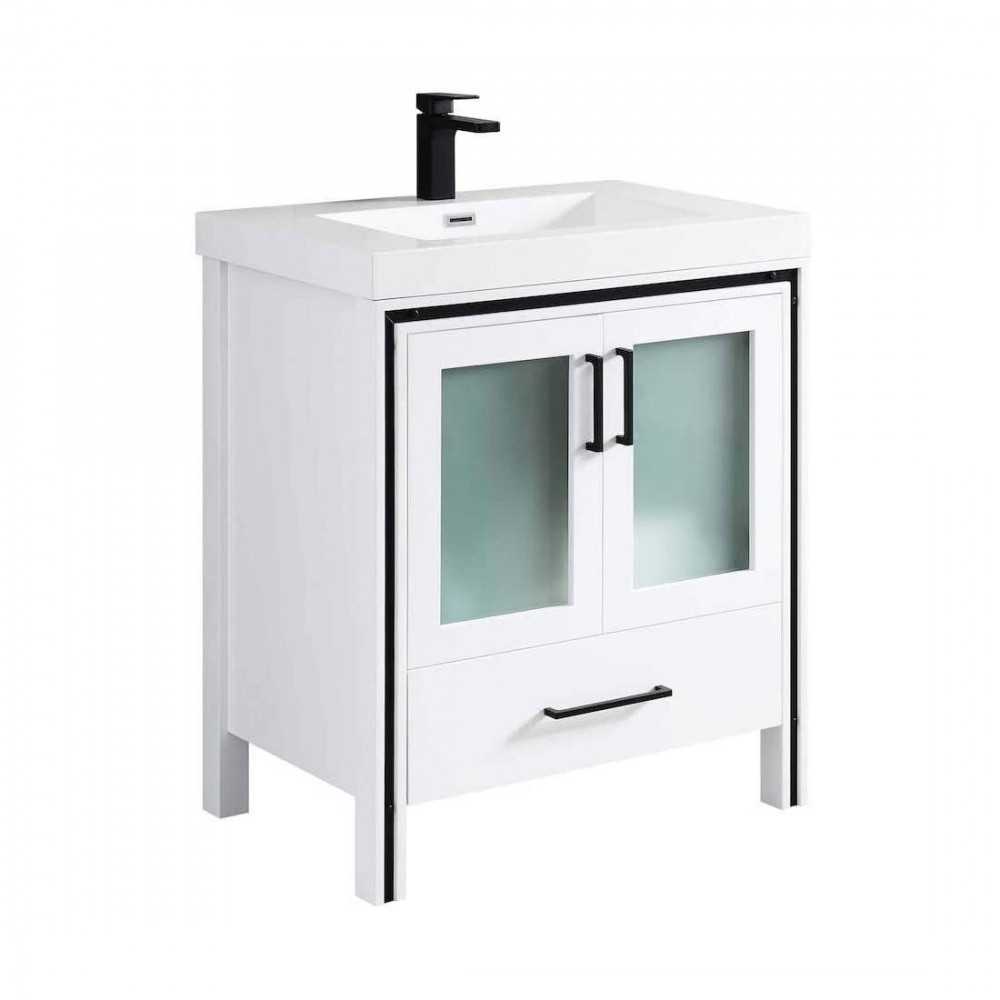 Birmingham 30 Inch Vanity with Acrylic Sink - White