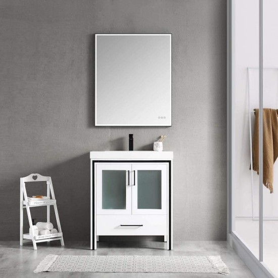 Birmingham 30 Inch Vanity with Acrylic Sink - White