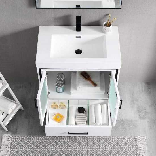 Birmingham 30 Inch Vanity with Acrylic Sink - White